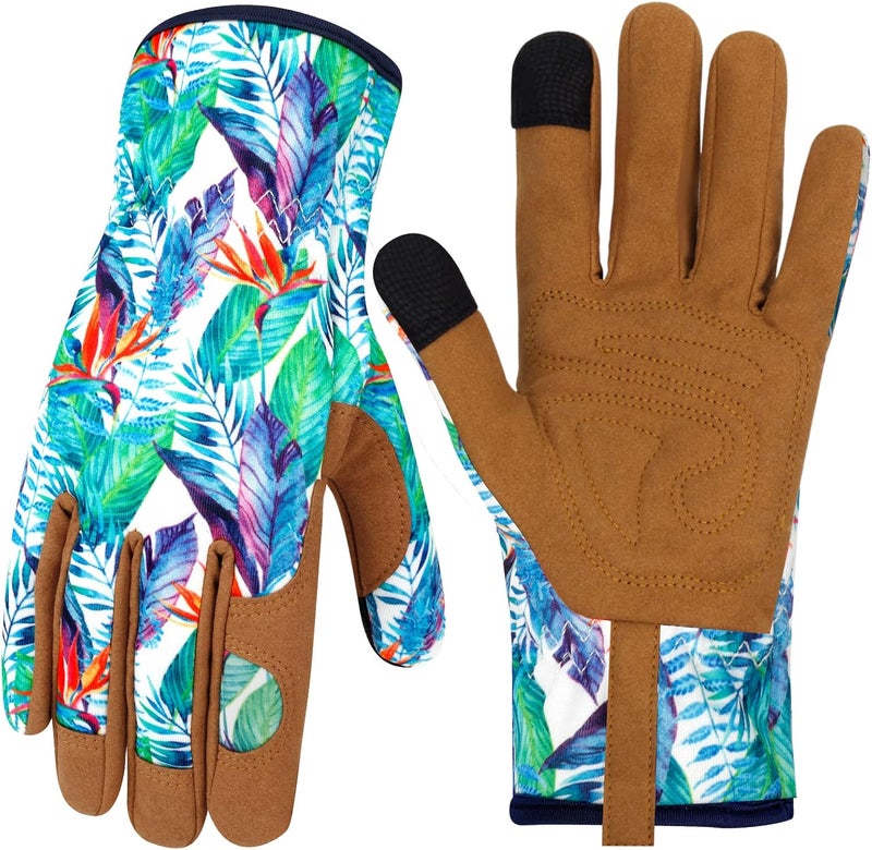 MERTURN Store Leather Gardening Gloves for Women Thorn Proof Garden Gloves Touch Screen Working Gloves Gifts,M - Image 1